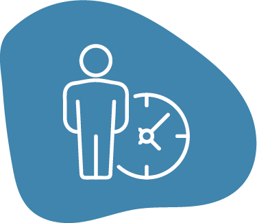 Icon of man beside a clock