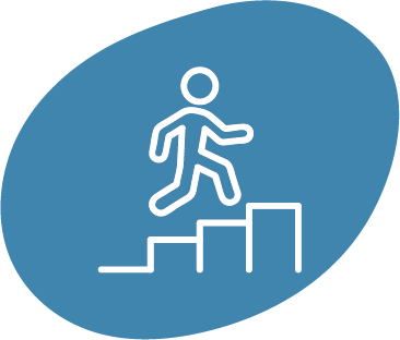 Icon of man walking up stairs